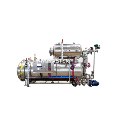 380V Vapore Spray Acqua Orizzontale Borsa Salsiccia Bottiglia Liquido Pacchetto Retort Machine 2100 KG