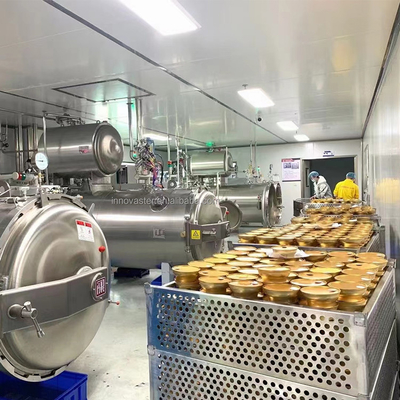 Processo di sterilizzazione a vapore in autoclave per alimenti imballati, pollame in scatola e carne bovina