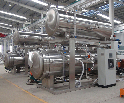 Autoclave orizzontale industriale a vapore medio per la trasformazione di sacchetti retorti